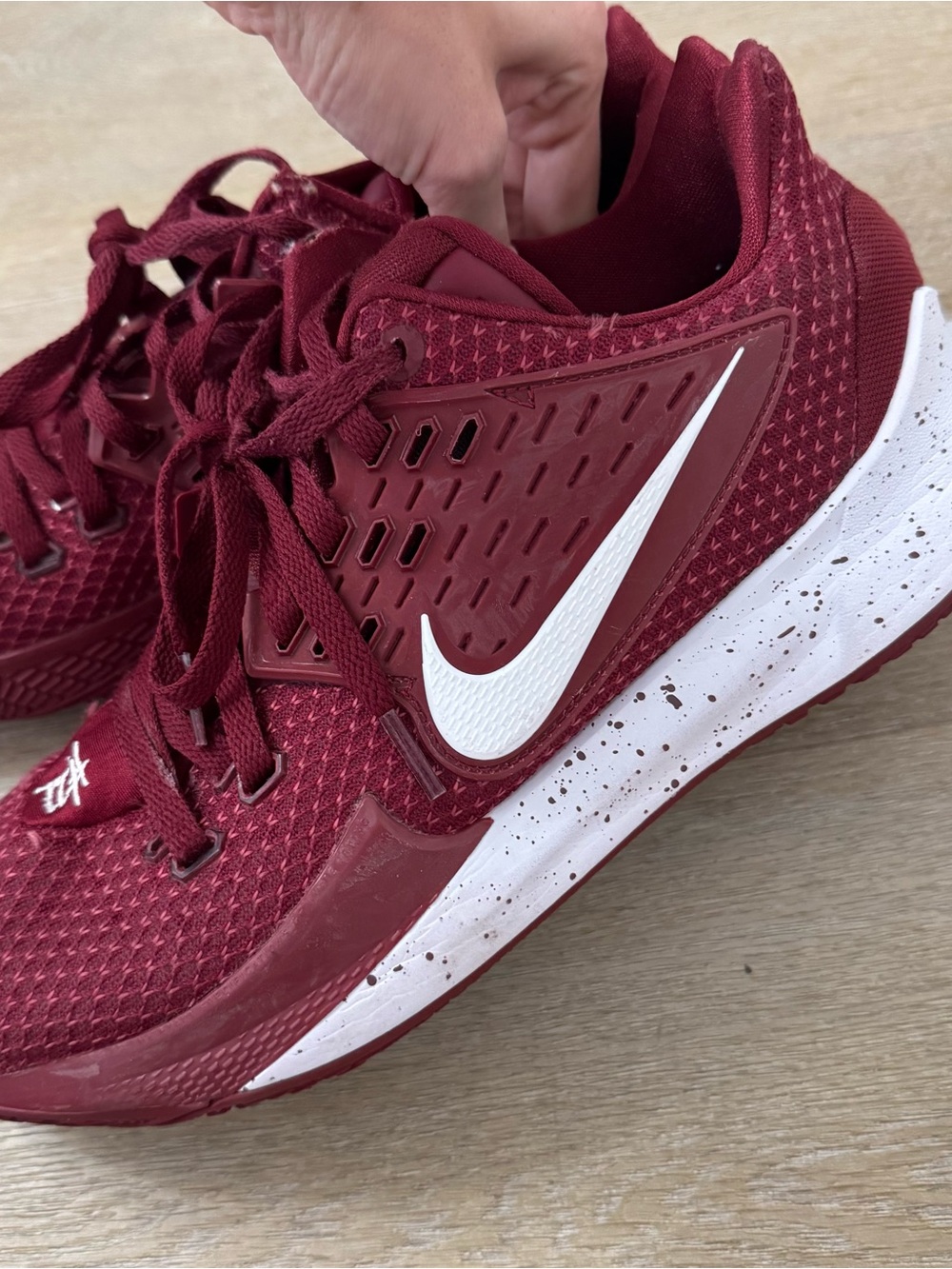 Nike Burgundy Athletic Shoes with White Swoosh